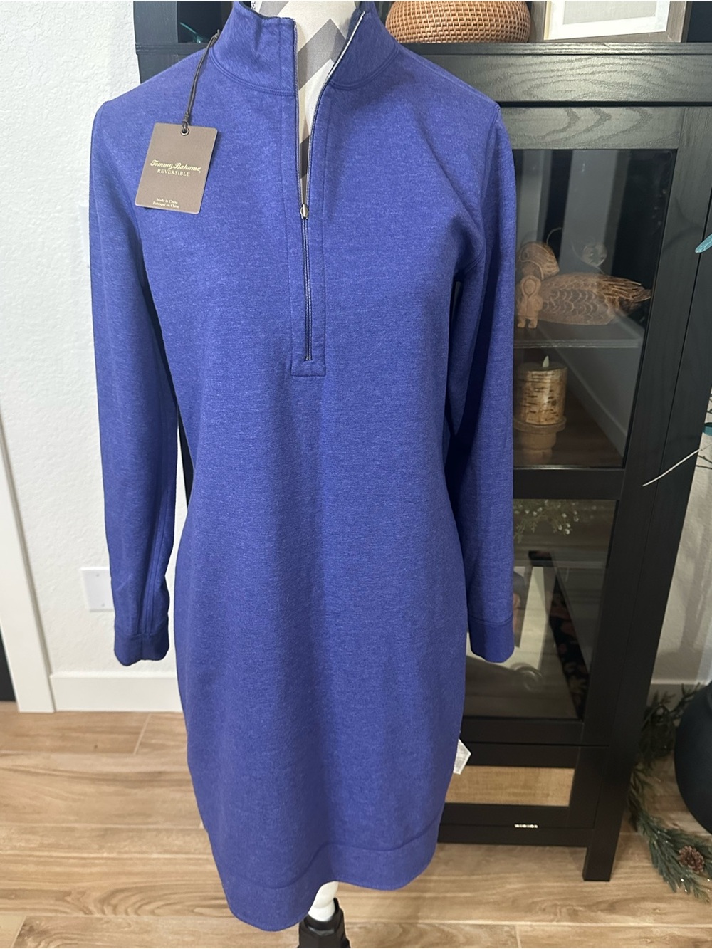 NWT 🆕Tommy Bahama 1/2  zip sweater Midi dress. Size M. 2 shades of blue - Picture 3 of 9